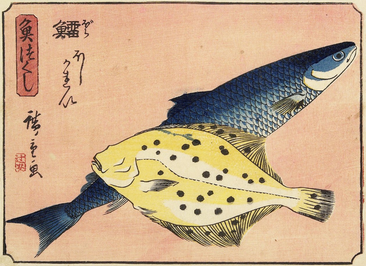 Kabeljau und Heilbutt, 1830-1844 von Utagawa Hiroshige
