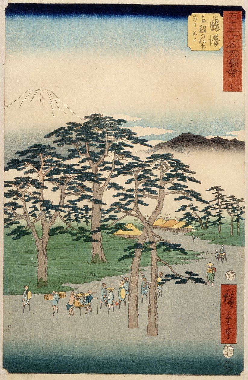 Fujisawa: Fuji links bei Nanki no Matsubara von Utagawa Hiroshige