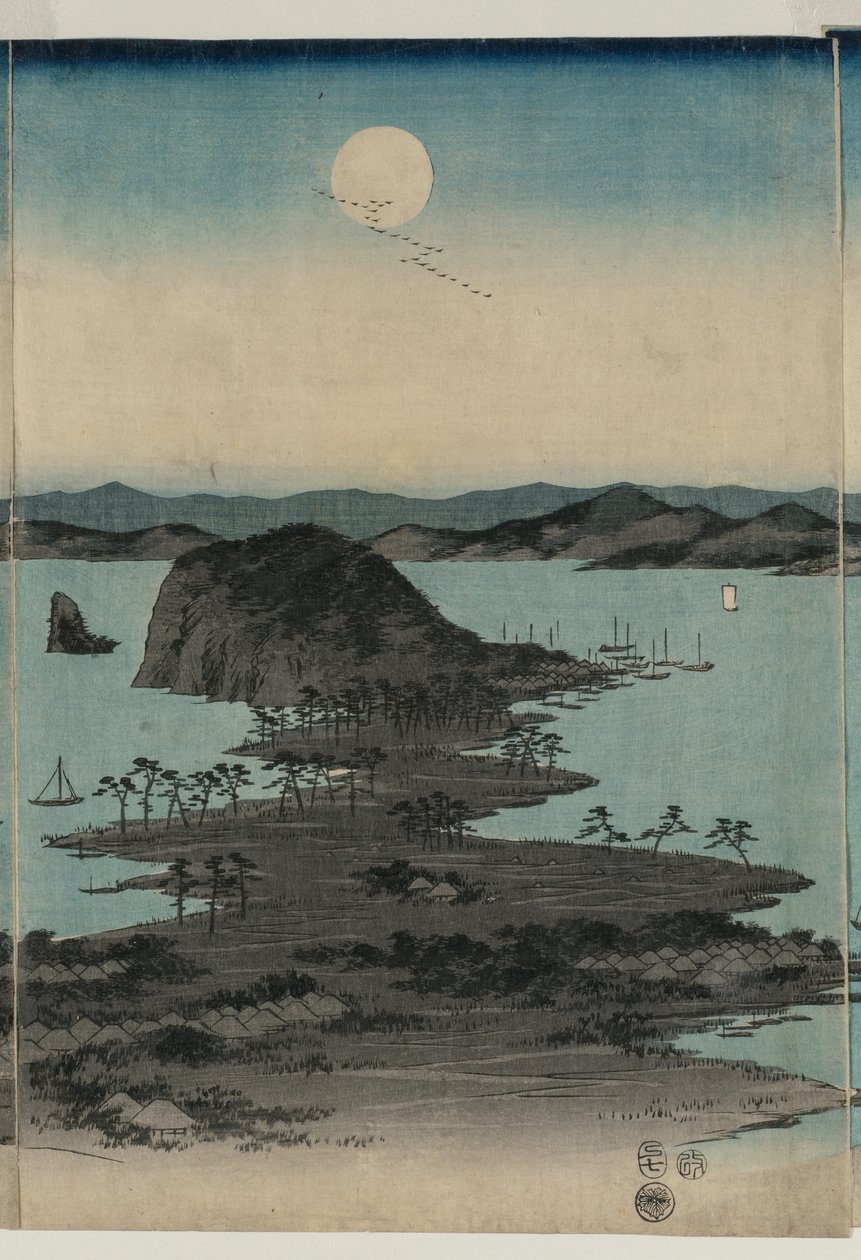 Vollmond über Kanazawa, Musashi von Utagawa Hiroshige