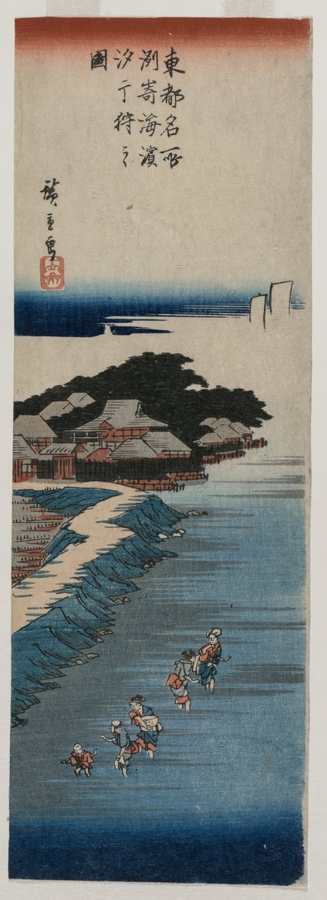 Muscheln sammeln bei Ebbe in Susaki; aus der Serie 100 Ansichten berühmter Orte in Edo von Utagawa Hiroshige