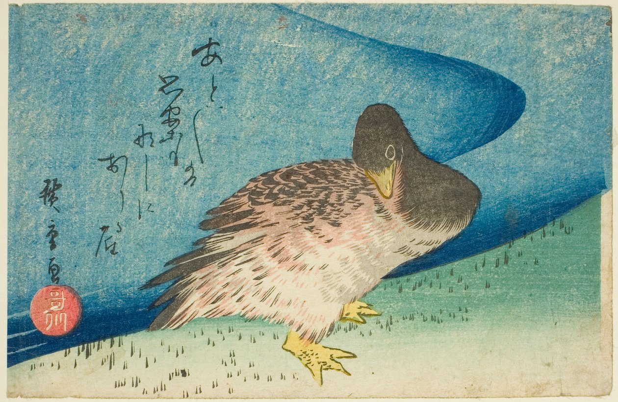 Gans am Flussufer von Utagawa Hiroshige