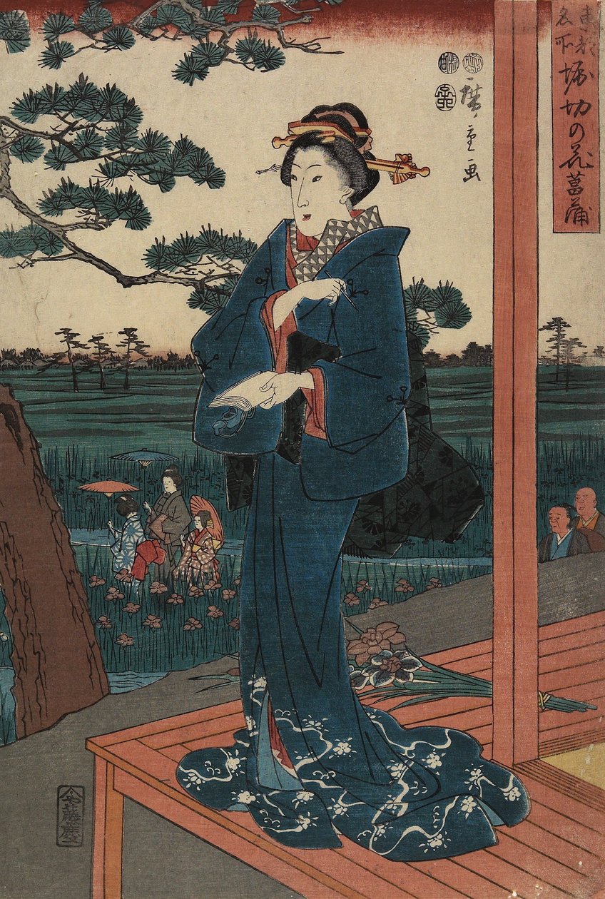 Irisgarten in Horikiri, April 1852 von Utagawa Hiroshige