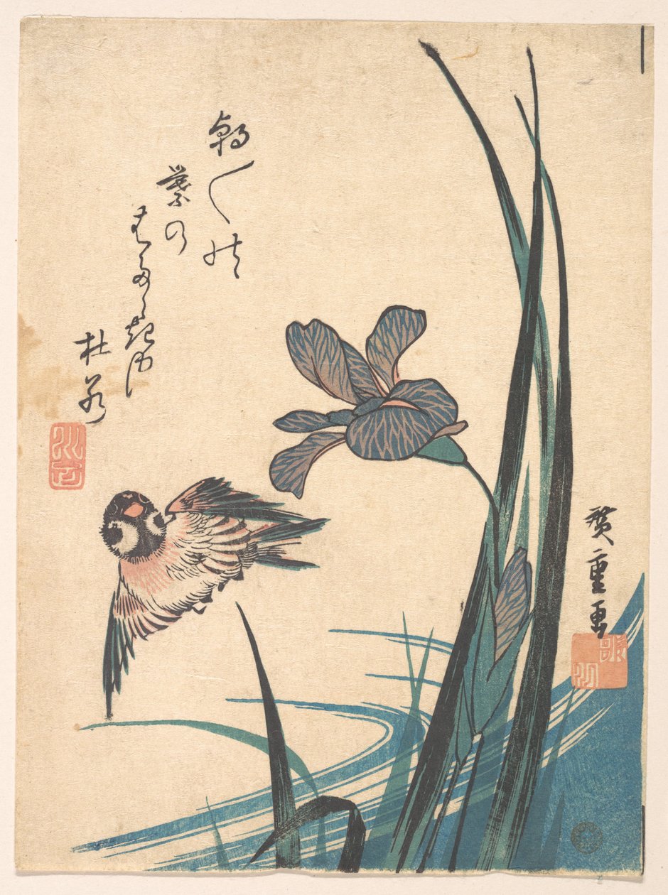 Iris und Spatz von Utagawa Hiroshige
