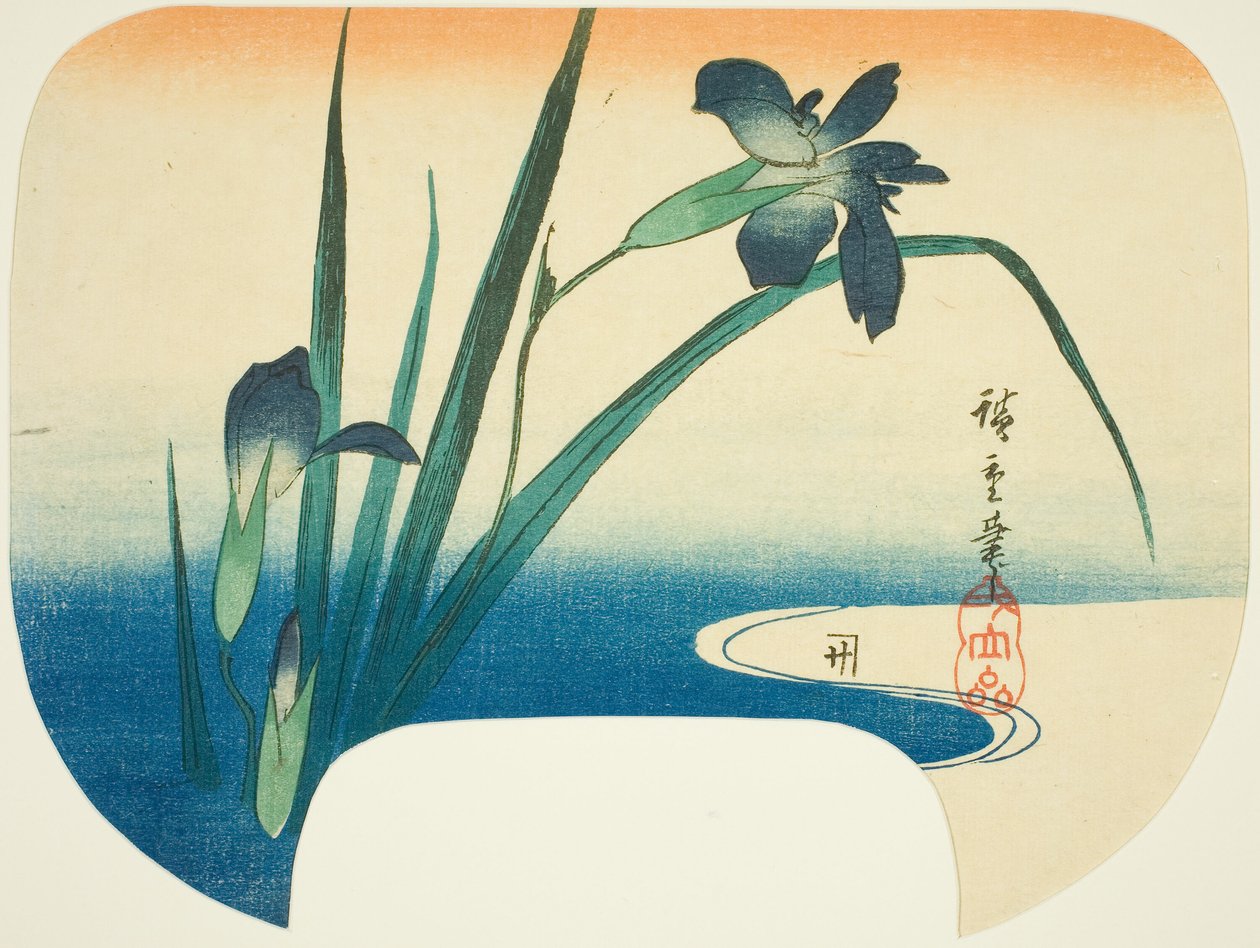 Iris und Bach von Utagawa Hiroshige