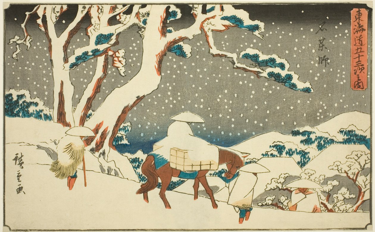 Ishiyakushi, aus der Serie "Dreiundfünfzig Stationen des Tokaido" von Utagawa Hiroshige
