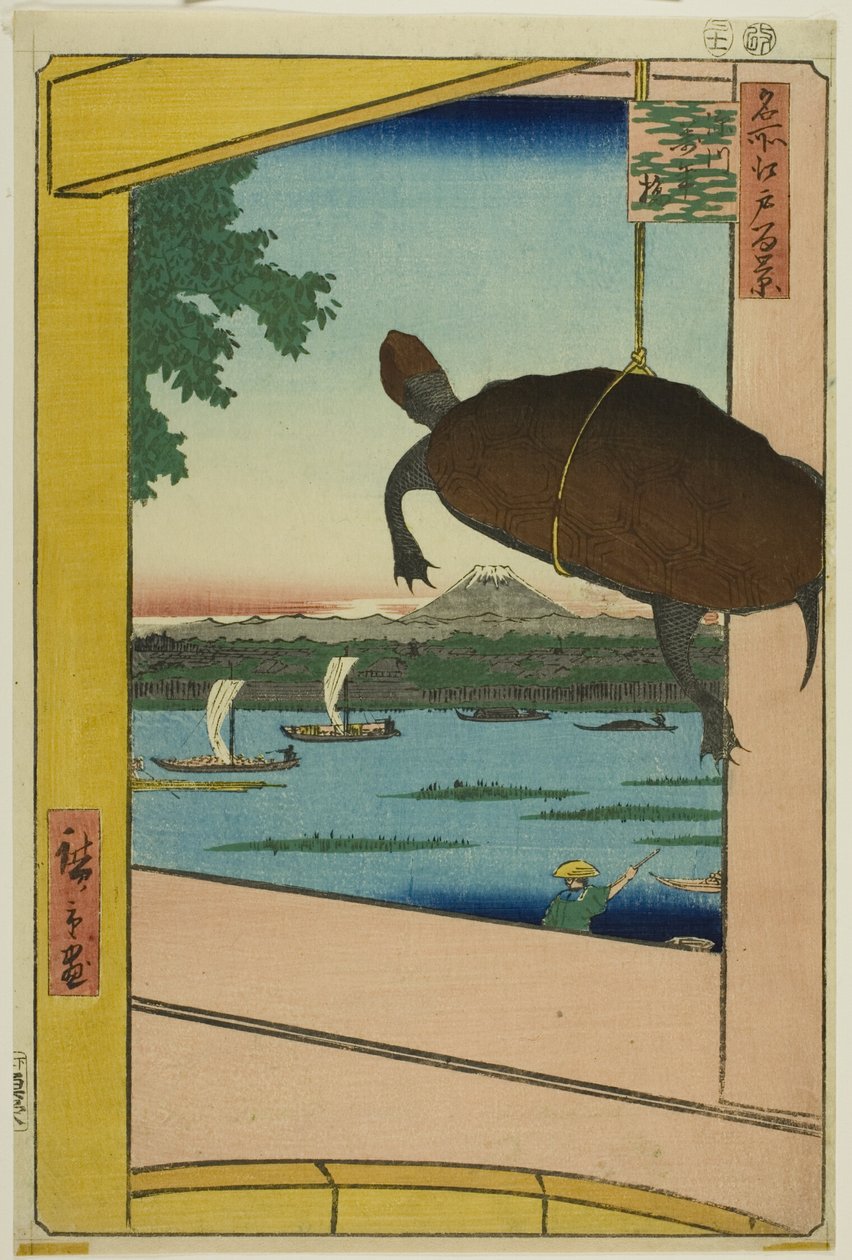 Mannen-Brücke, Fukagawa, aus der Serie "Hundert berühmte Ansichten von Edo" von Utagawa Hiroshige