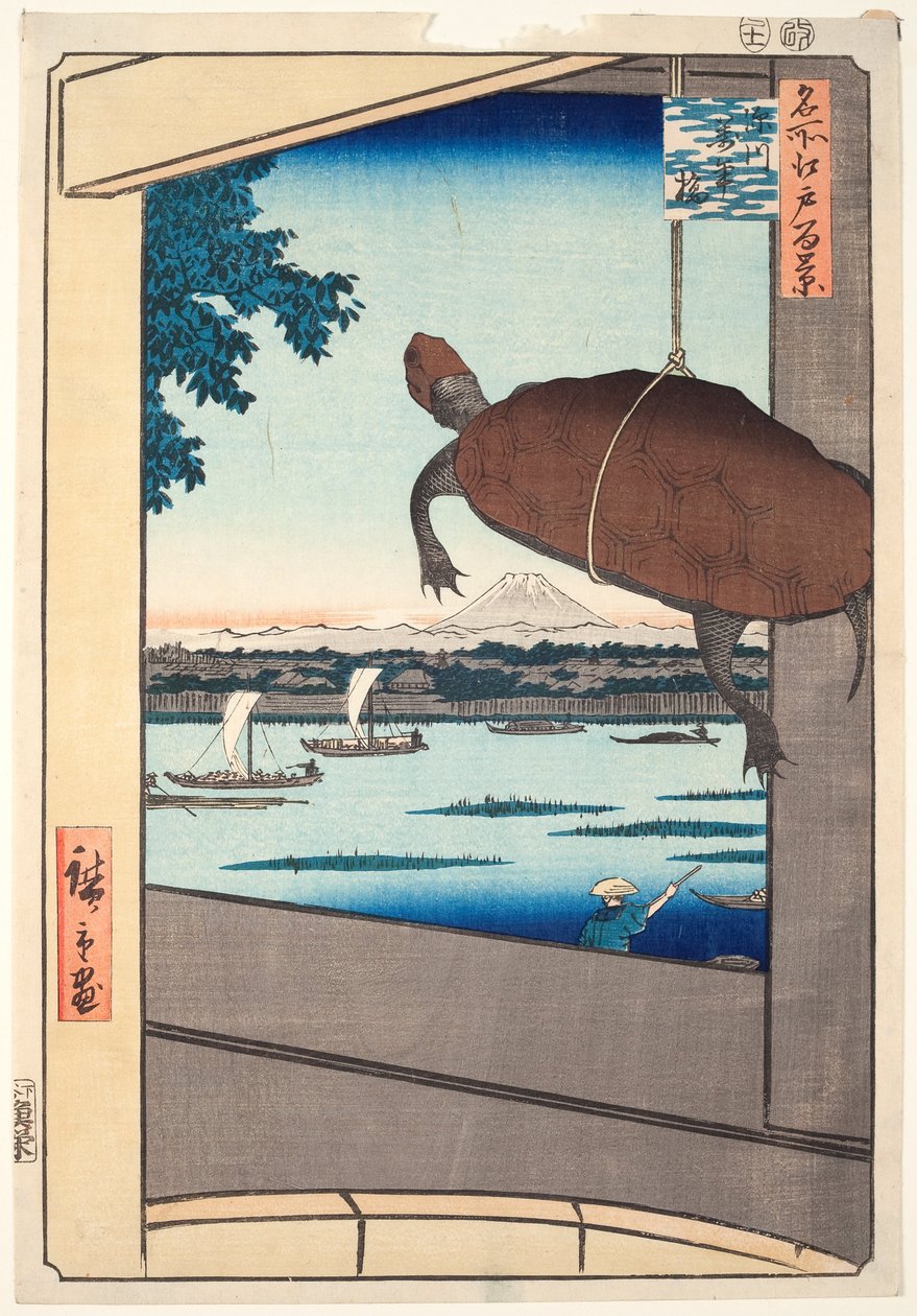 Mannen-Brücke, Fukagawa, aus der Serie "Hundert berühmte Ansichten von Edo" von Utagawa Hiroshige