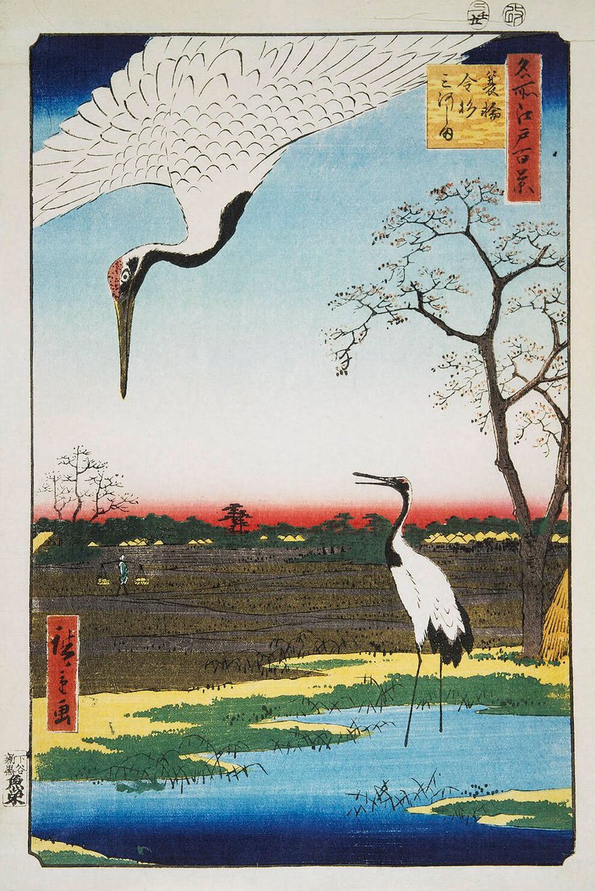 Mikawa-Insel, Kanasugi und Minowa Hundert berühmte Ansichten von Edo, 1856-1858 von Utagawa Hiroshige