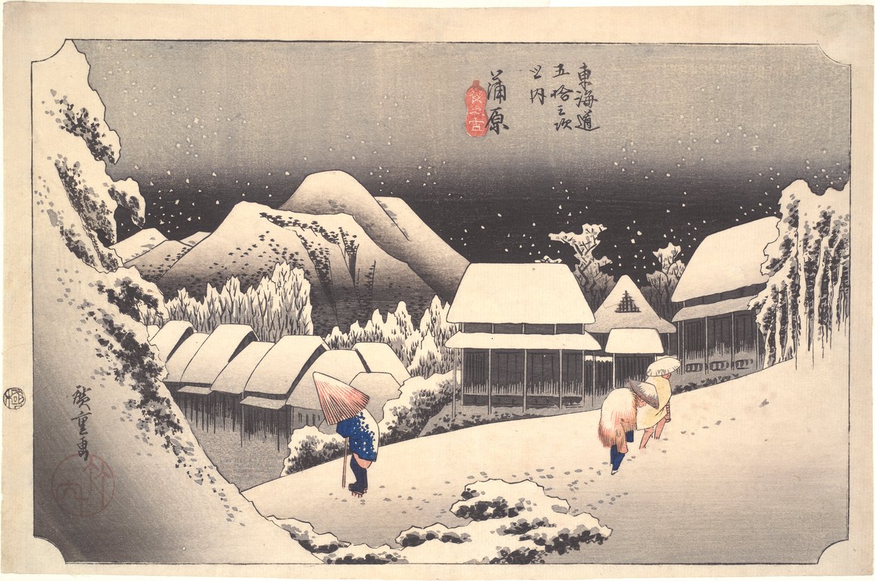 Nachtschnee in Kambara: Dreiundfünfzig Stationen des Tokaido von Utagawa Hiroshige