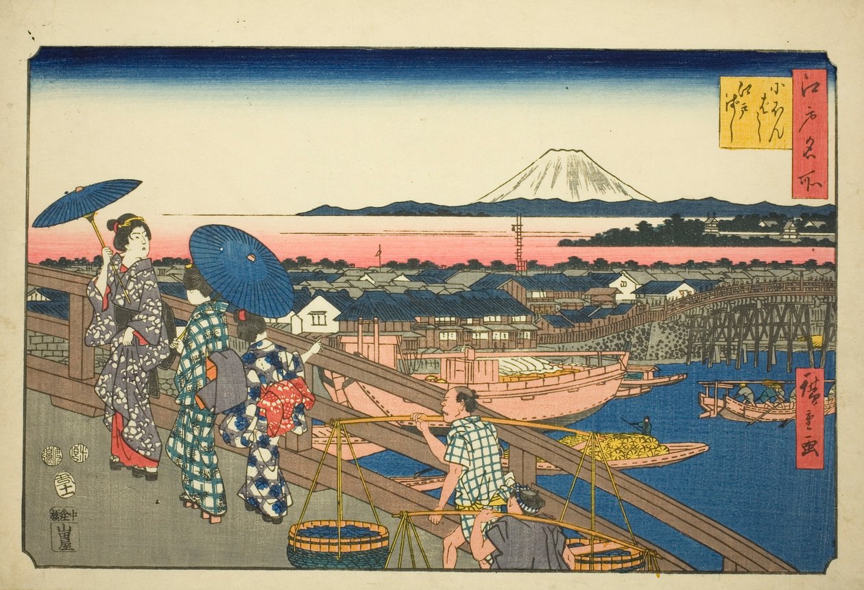 Nihon-Brücke zur Edo-Brücke, aus der Serie "Berühmte Orte in Edo" von Utagawa Hiroshige