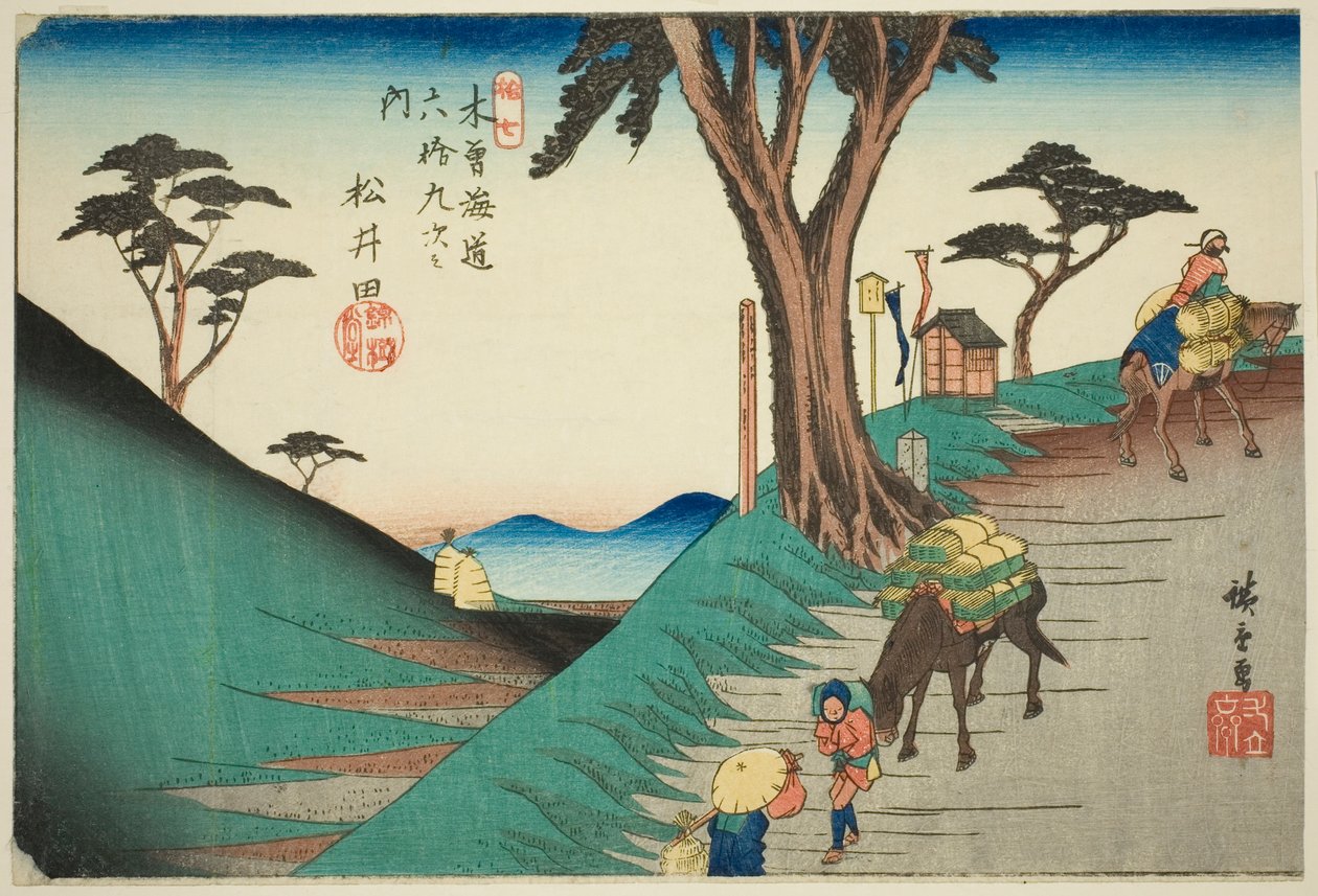 Nr. 17: Matsuida, aus der Serie "Neunundsechzig Stationen des Kisokaido (Kisokaido rokujukyu tsugi no uchi)" von Utagawa Hiroshige