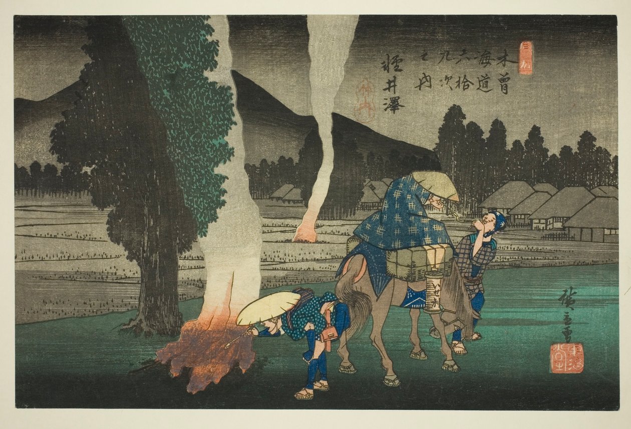 Nr. 19: Karuizawa, aus der Serie "Neunundsechzig Stationen des Kisokaido (Kisokaido rokujukyu tsugi no uchi)" von Utagawa Hiroshige