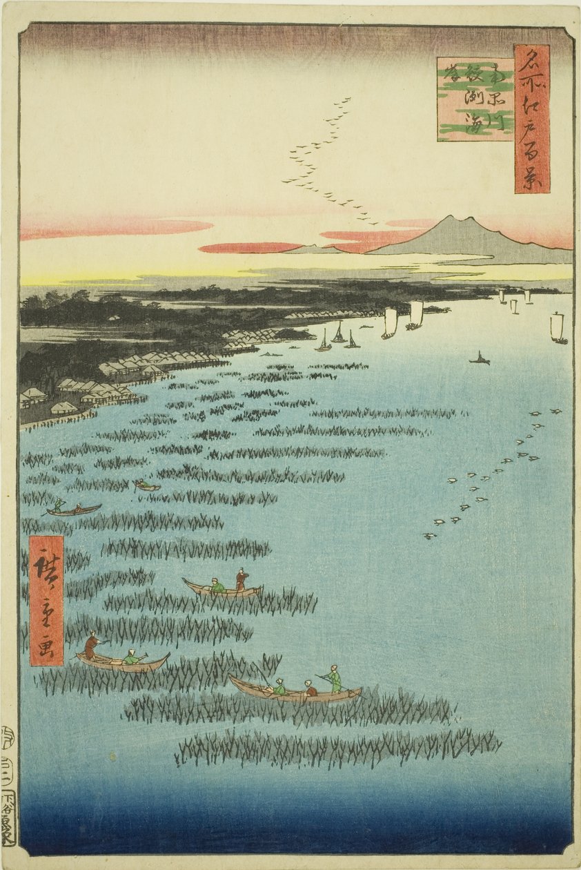 Samezu-Küste in Süd-Shinagawa (Minami-Shinagawa Samezu kaigan), aus der Serie "Hundert berühmte Ansichten von Edo (Meisho Edo hyakkei)" von Utagawa Hiroshige