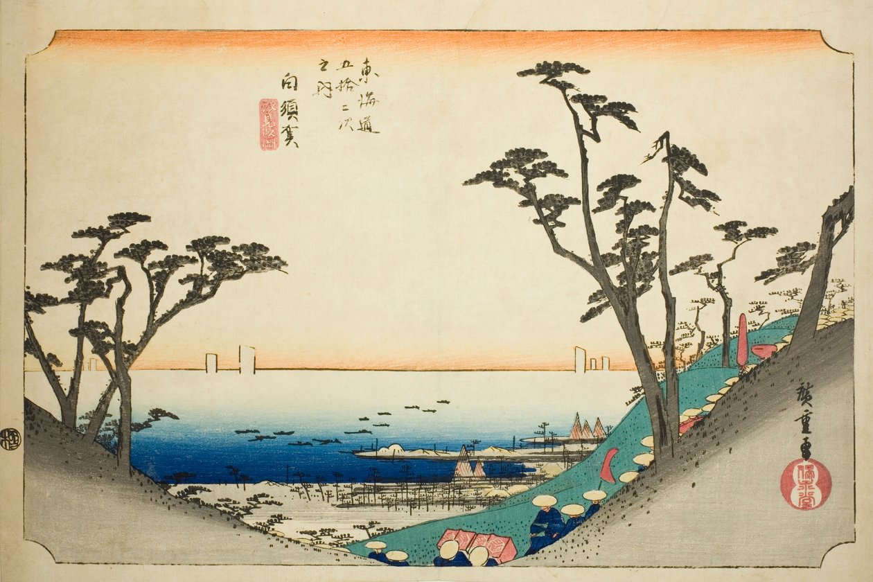 Shirasuka: Blick auf den Shiomi-Hang, aus der Serie "Dreiundfünfzig Stationen des Tokaido" von Utagawa Hiroshige