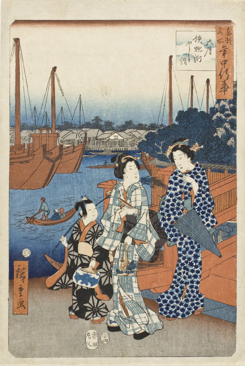 Sechster Monat, Besuch zur Ansicht des Fuji, Teppozu von Utagawa Hiroshige