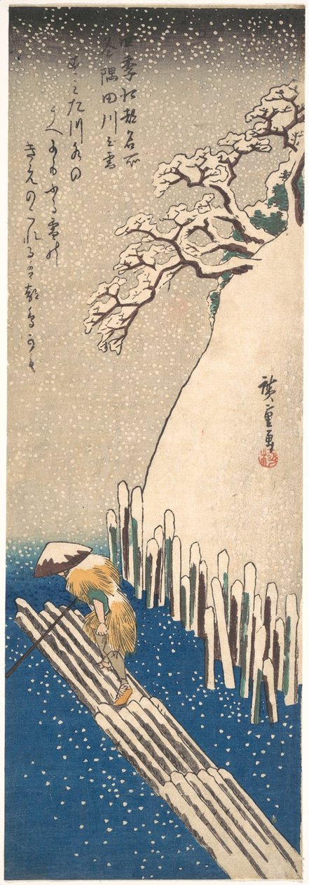 Schnee am Sumida-Fluss von Utagawa Hiroshige