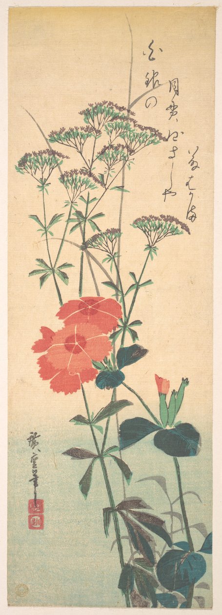 Prächtige Nelken und Chinesische Agrimonie von Utagawa Hiroshige
