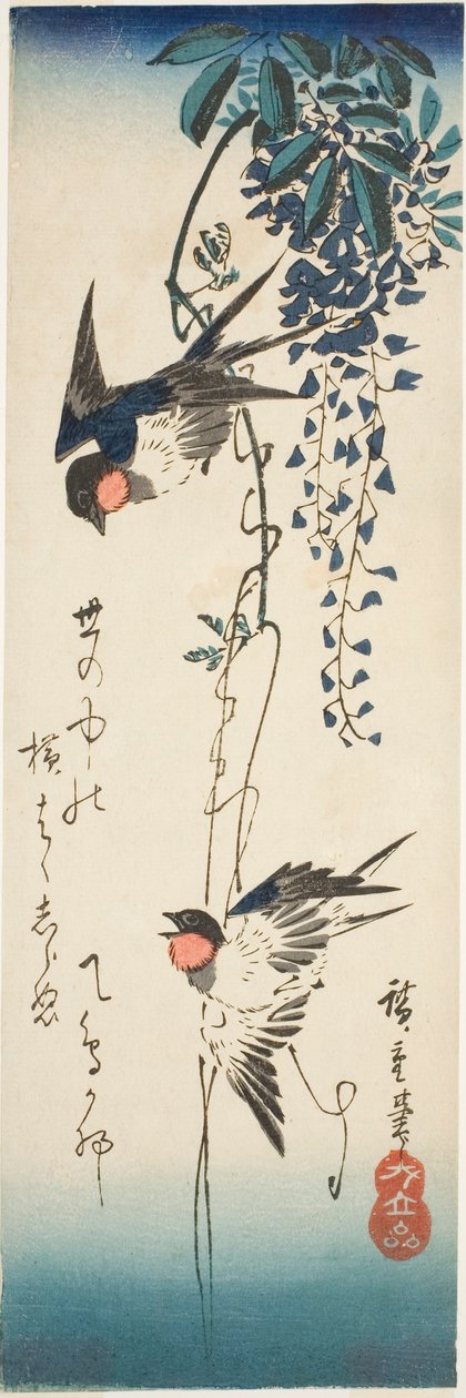 Schwalben und Glyzinien von Utagawa Hiroshige