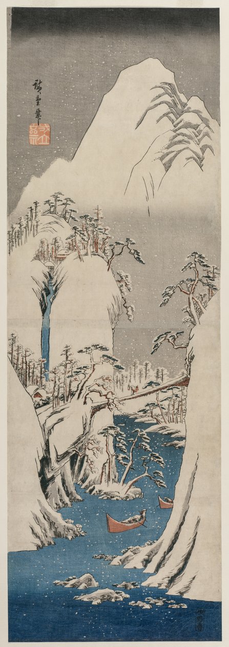 Der Fuji-Fluss im Schnee von Utagawa Hiroshige