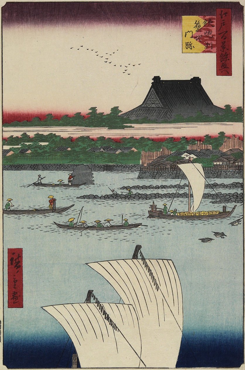Tsukiji-Tempel, Teppo_zu, Juli 1858 von Utagawa Hiroshige