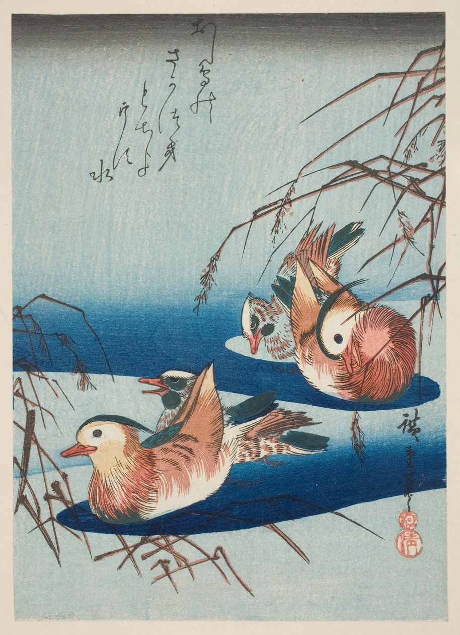 Zwei Paare Mandarinenten von Utagawa Hiroshige