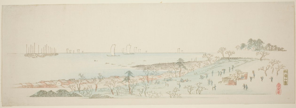 Ansicht von Goten-Hügel (Gotenyama no zu), aus der Serie "Dreizehn Ansichten der Umgebung von Edo" von Utagawa Hiroshige