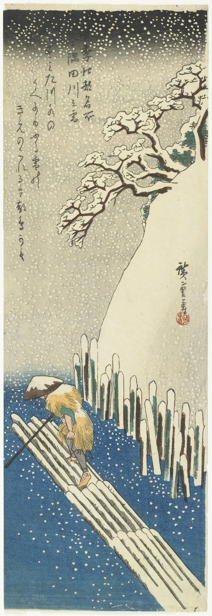 Winter: Schnee über dem Sumida-Fluss, ca. 1834 von Utagawa Hiroshige