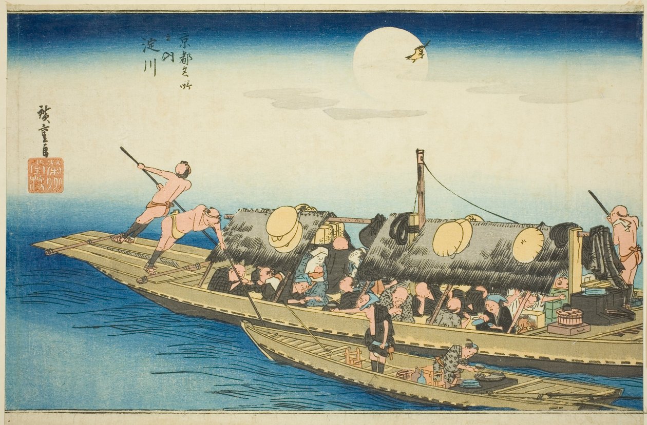 Yodo-Fluss (Yodogawa), aus der Serie "Berühmte Orte in Kyoto (Kyoto meisho no uchi)" von Utagawa Hiroshige
