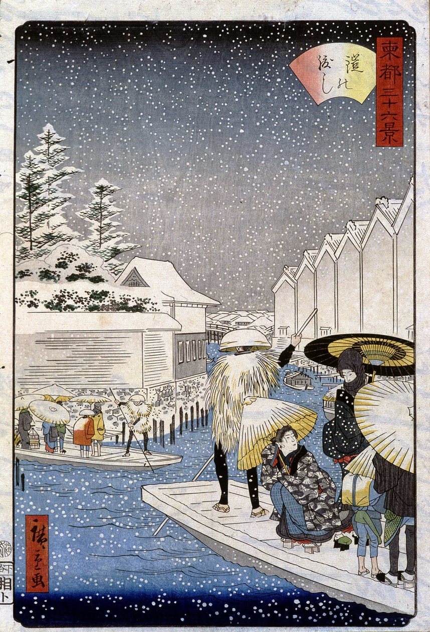 Boote im Schnee, Japan - Druck von Hiroshige von Utagawa II Hiroshige
