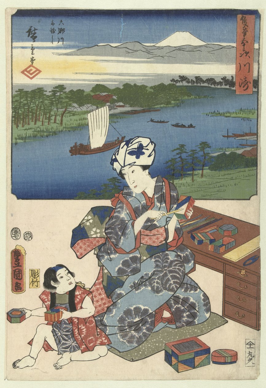 Kawasaki Die 53 Stationen durch zwei Pinsel (Serientitel) von Utagawa Kunisada (I)