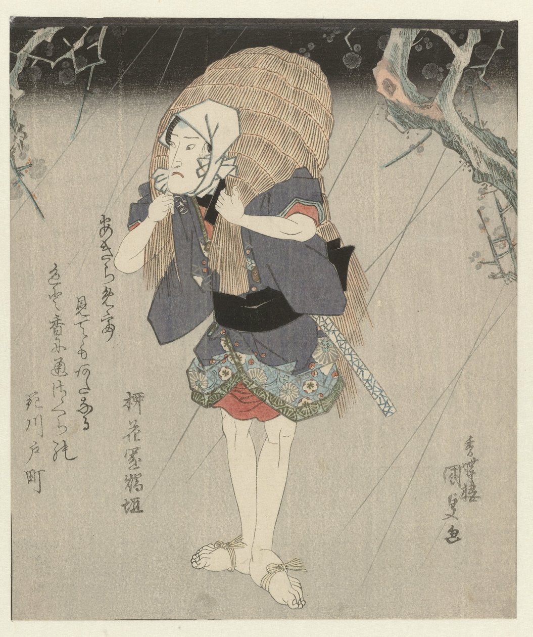 Mann im Strohmantel von Utagawa Kunisada (I)