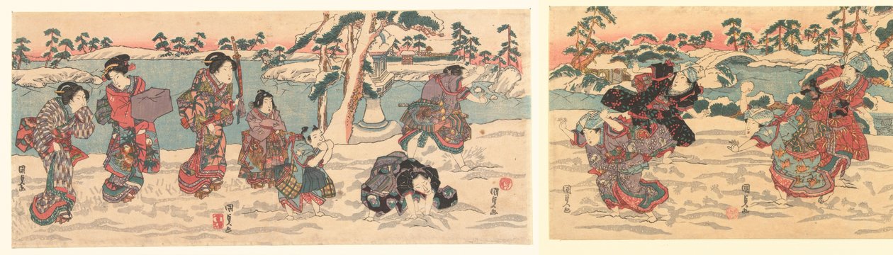 Schneeballschlacht von Utagawa Kunisada (I)