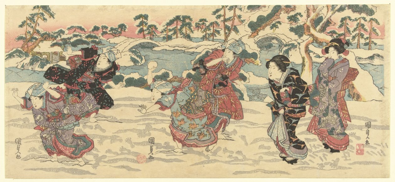 Schneeballschlacht von Utagawa Kunisada (I)