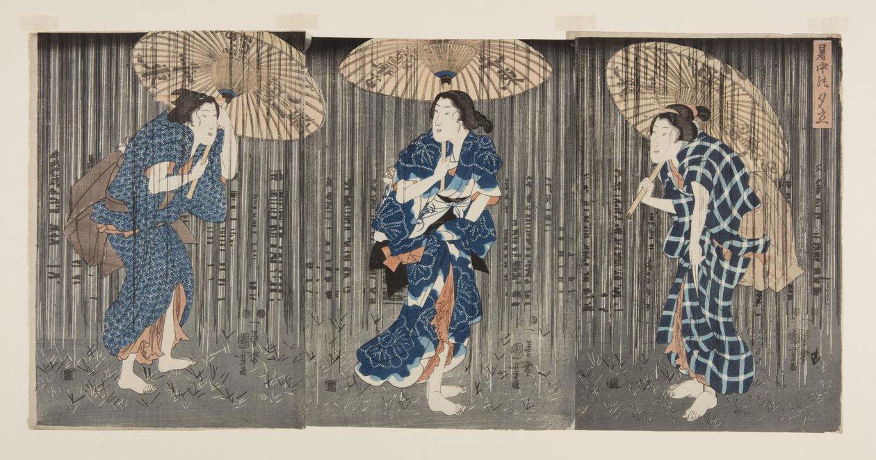 Plötzlicher Regenschauer in der Sommerhitze von Utagawa Kunisada