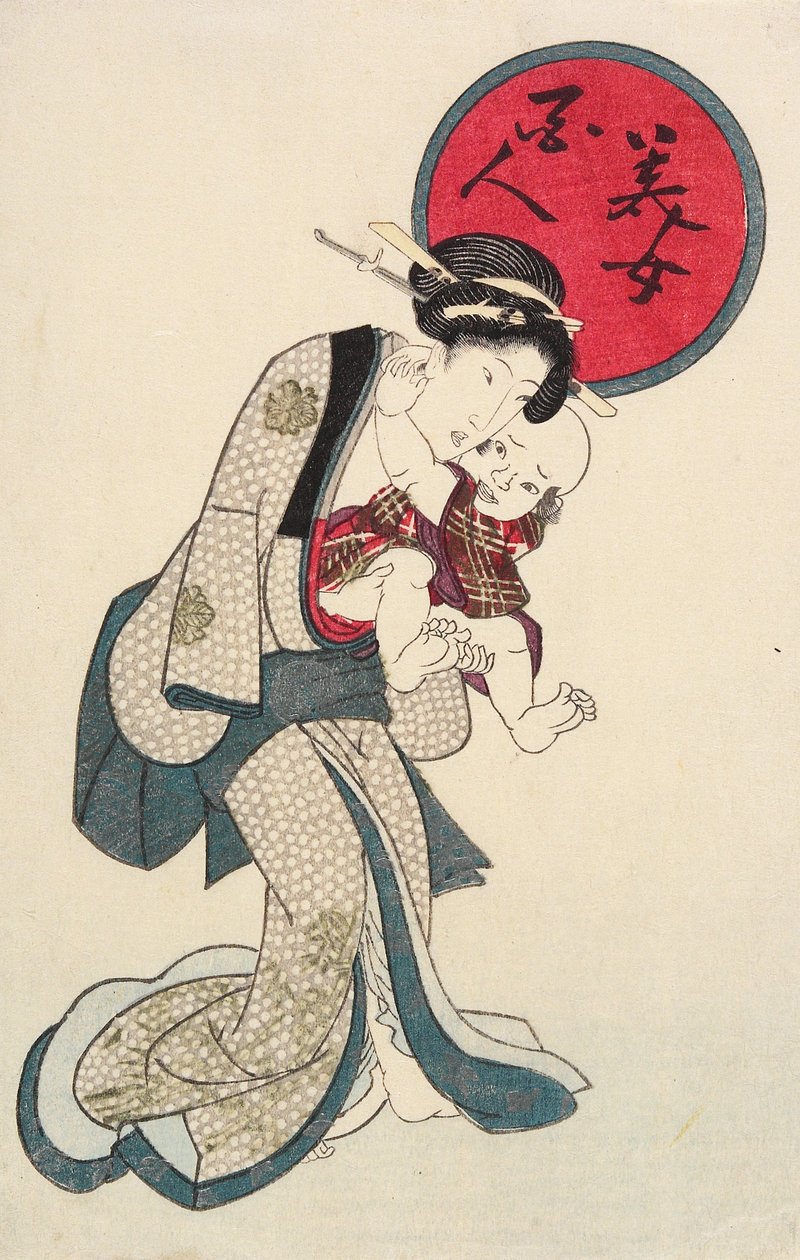 Frau mit einem Baby im Arm von Utagawa Kunisada