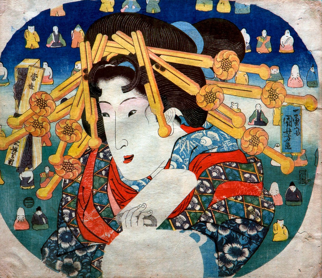 Kurtisane Serie: Moderne drei Härten für Frauen (Tōsei sanpukutsui), ca. 1833 von Utagawa Kuniyoshi