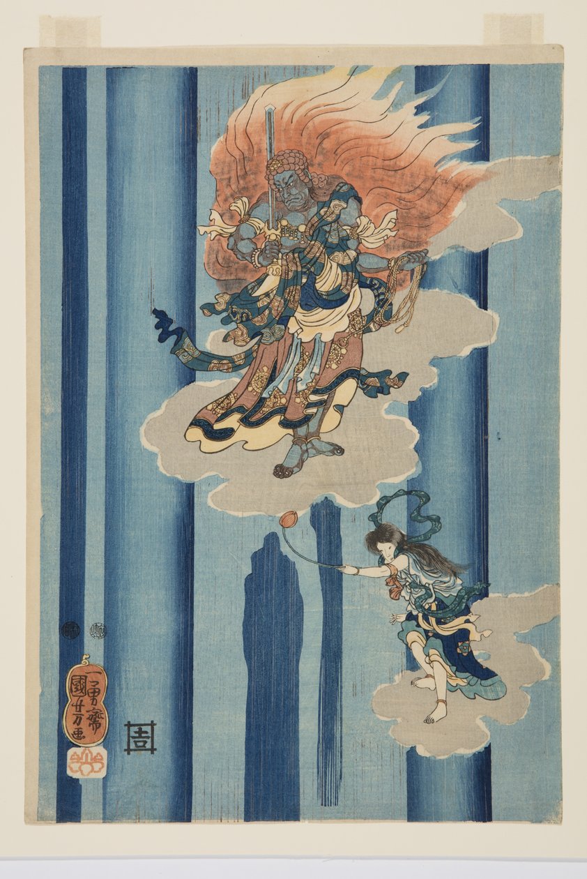 Mongaku Shonin unter dem Wasserfall von Utagawa Kuniyoshi