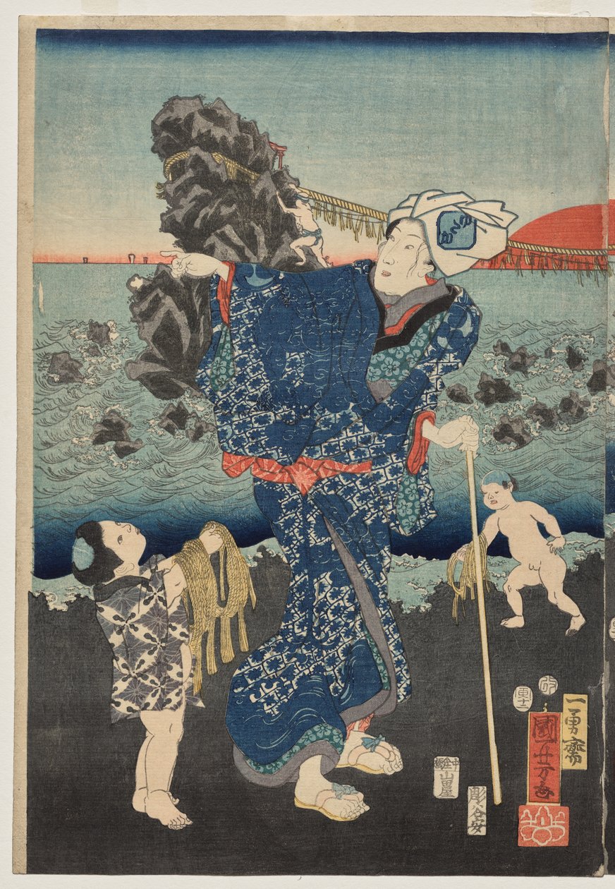 Sonnenaufgang in der Futami-Bucht von Utagawa Kuniyoshi
