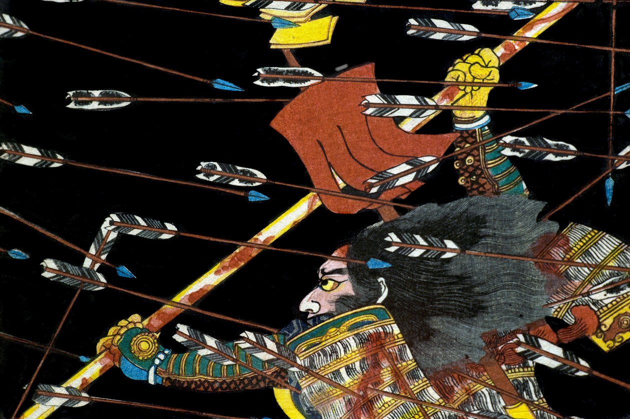 Die Schlacht bei Shijō Nawate, ca. 1857 von Utagawa Kuniyoshi
