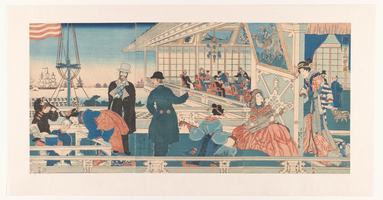 Amerikanisches Handelshaus in Yokohama von Utagawa Sadahide