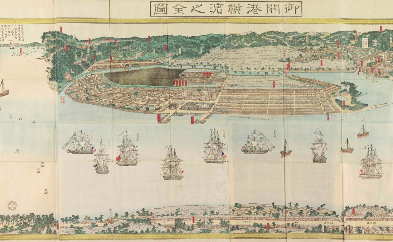Panoramablick auf Yokohama, ca. 1860 von Utagawa Sadahide