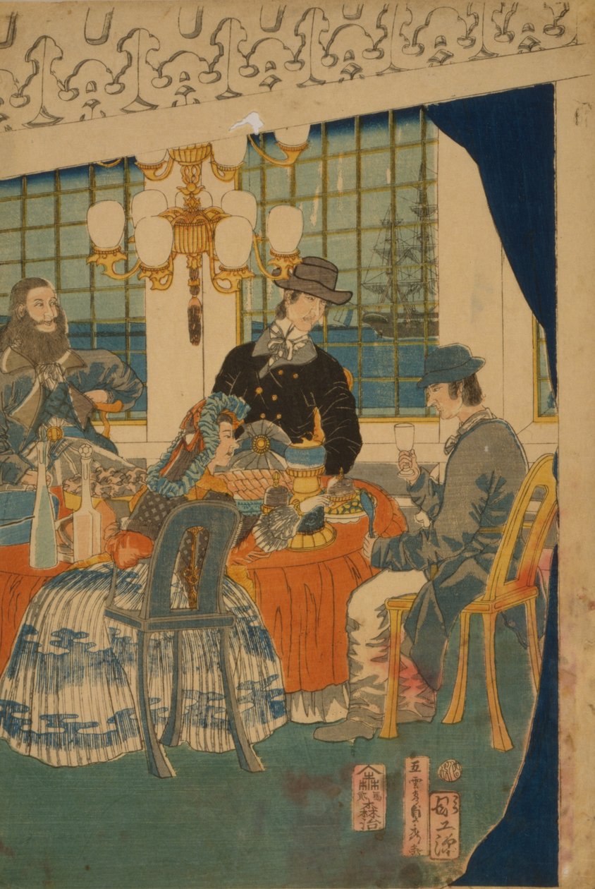 Salon eines ausländischen Handelshauses in Yokohama, 1861 von Utagawa Sadahide