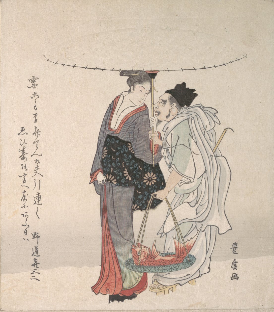 Ebisu und Benten im Schnee spazierend von Utagawa Toyohiro