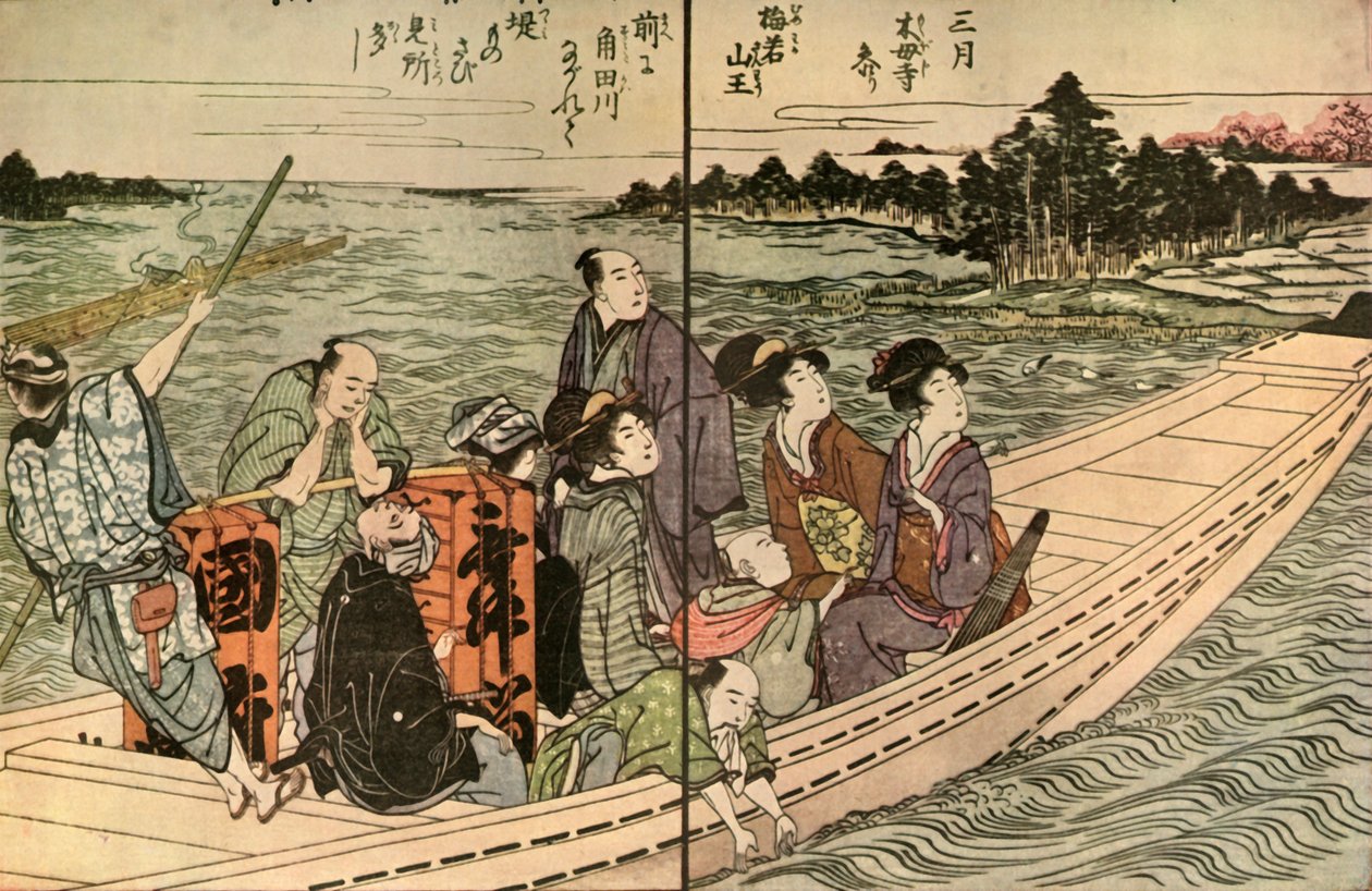 Menschen reisen in einem Boot, 1804, 1924 von Utagawa Toyohiro