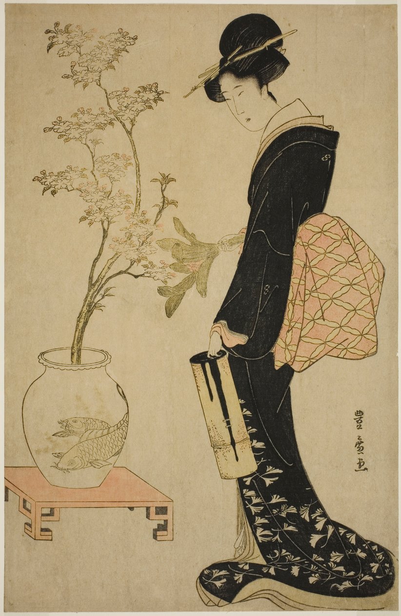 Ikebana betrachten von Utagawa Toyohiro