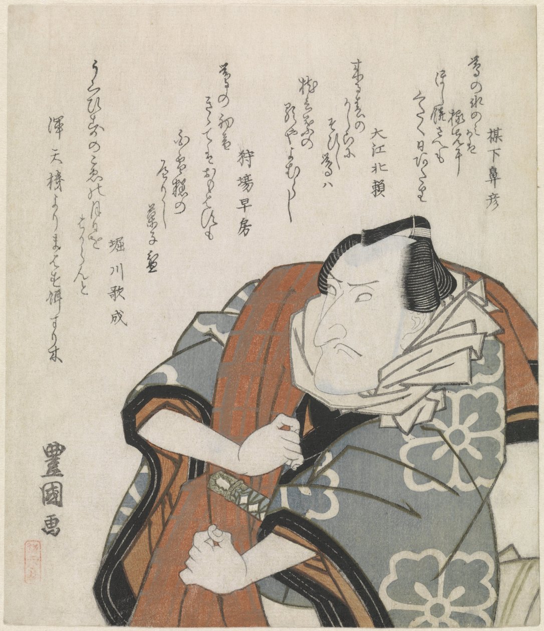 Mann mit Reisemantel über der Schulter von Utagawa Toyokuni (I)