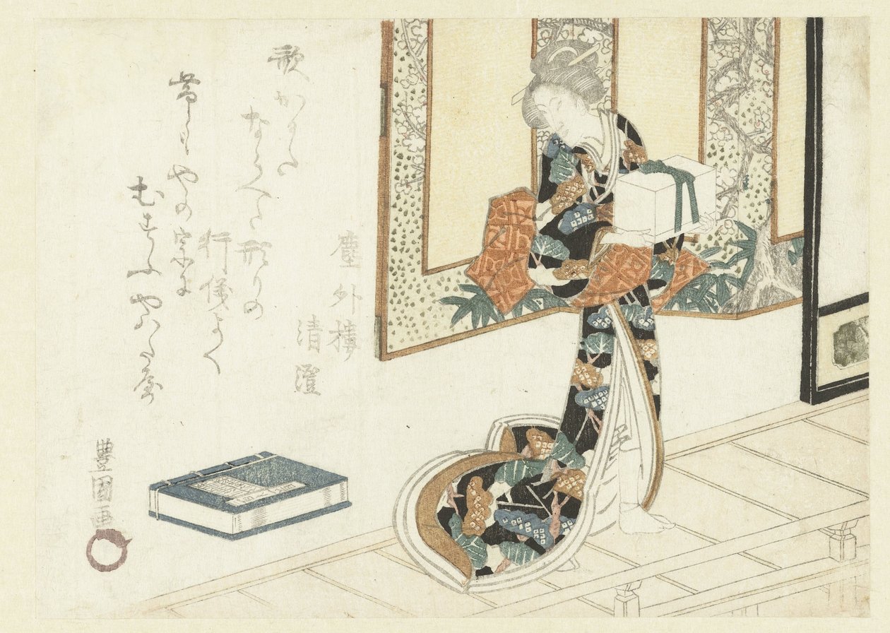 Frau trägt eine Holzkiste von Utagawa Toyokuni (I)