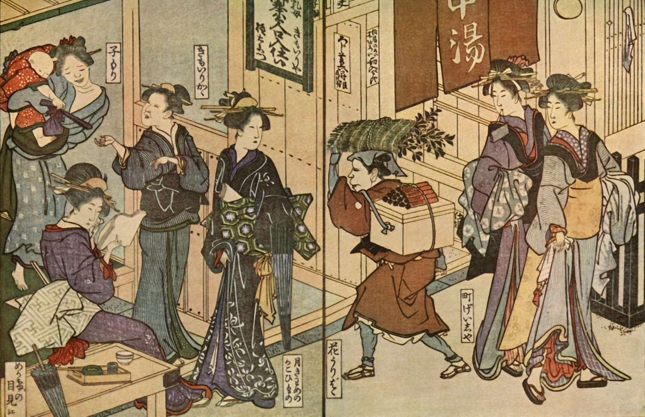 Frauen und ein männlicher Diener, 1802, 1924 von Utagawa Toyokuni