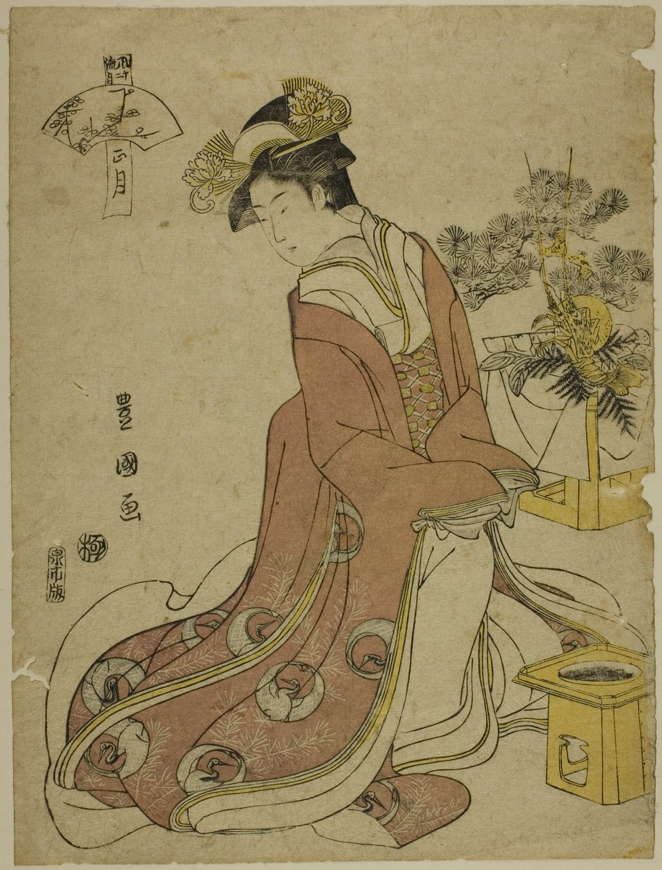 Der erste Monat (Sho gatsu), aus der Serie "Modische zwölf Monate (Furyu junikagetsu)" von Utagawa Toyokuni I
