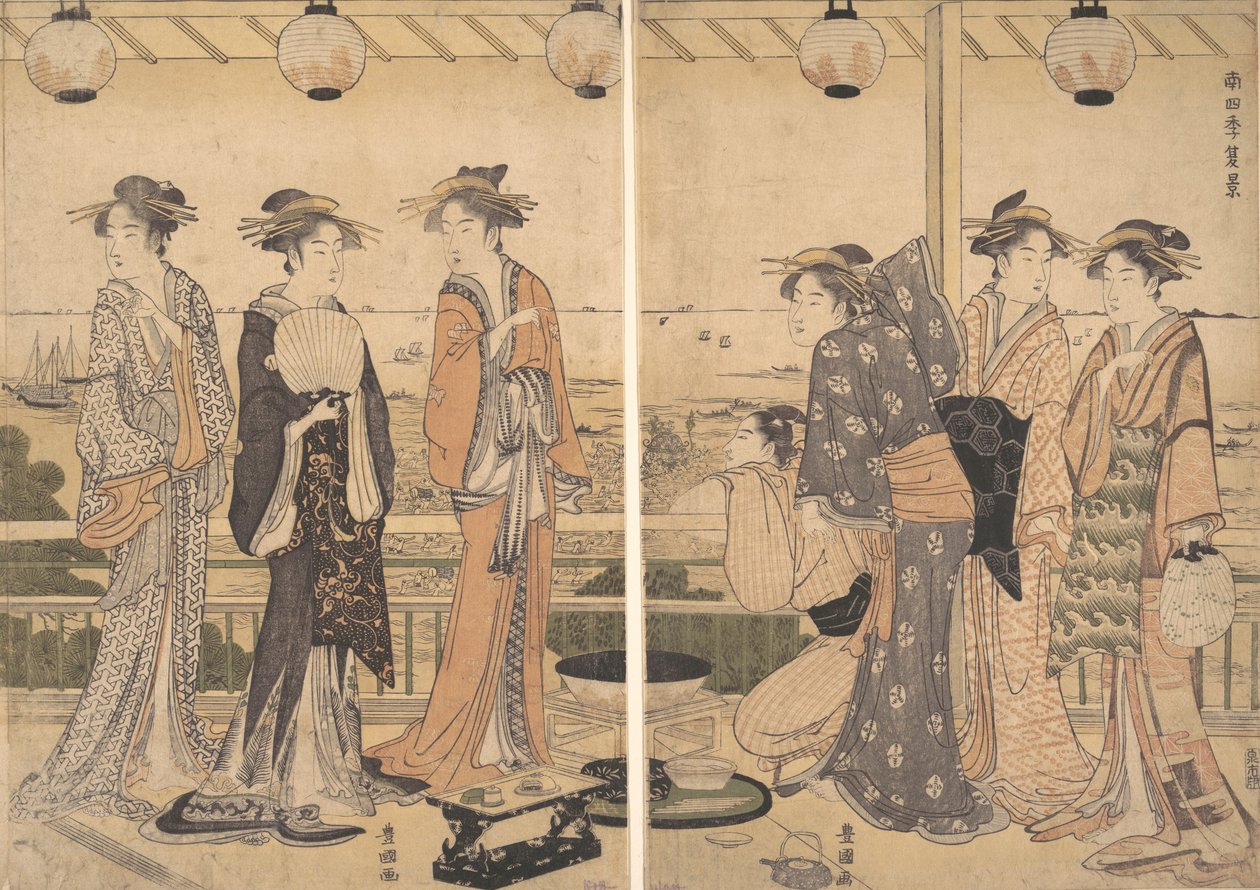 Die vier Jahreszeiten im südlichen Edo: Eine Sommerszene Minami shiki, Natsu [no] kei, späte 1780er Jahre von Utagawa Toyokuni I